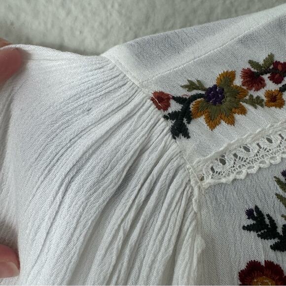 Free People Cream Pasadena Embroidered Ivory Mini Dress Size Small - Picture 5 of 9